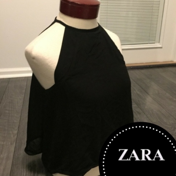 Zara Tops - ZARA BASIC HIGH NECK FLOWY CROP TOP